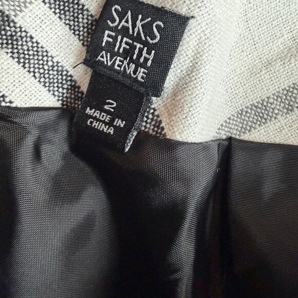Saks Fifth Ave, Black/White Plaid, Lined, Linen, Pencil/Straight Skirt- 2 - Picture 2 of 6
